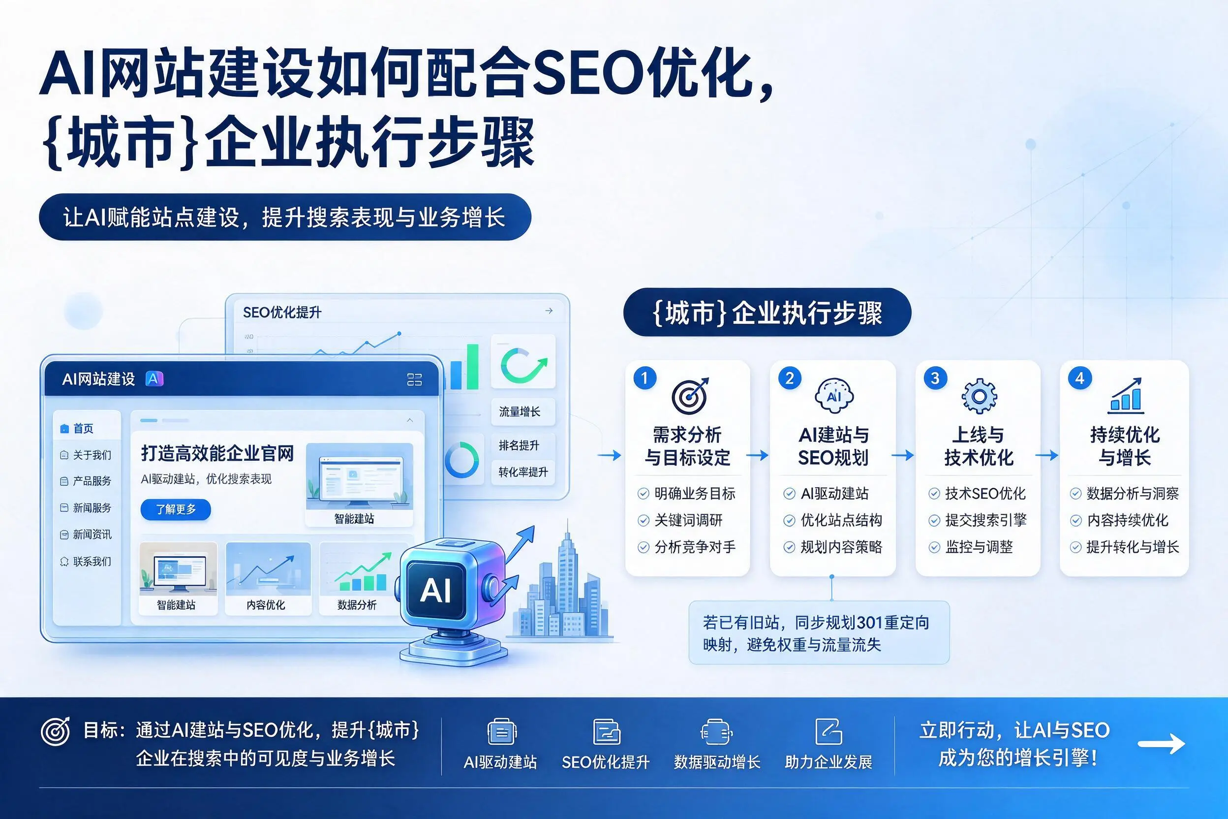 AI网站建设如何配合SEO优化,石嘴山企业执行步骤