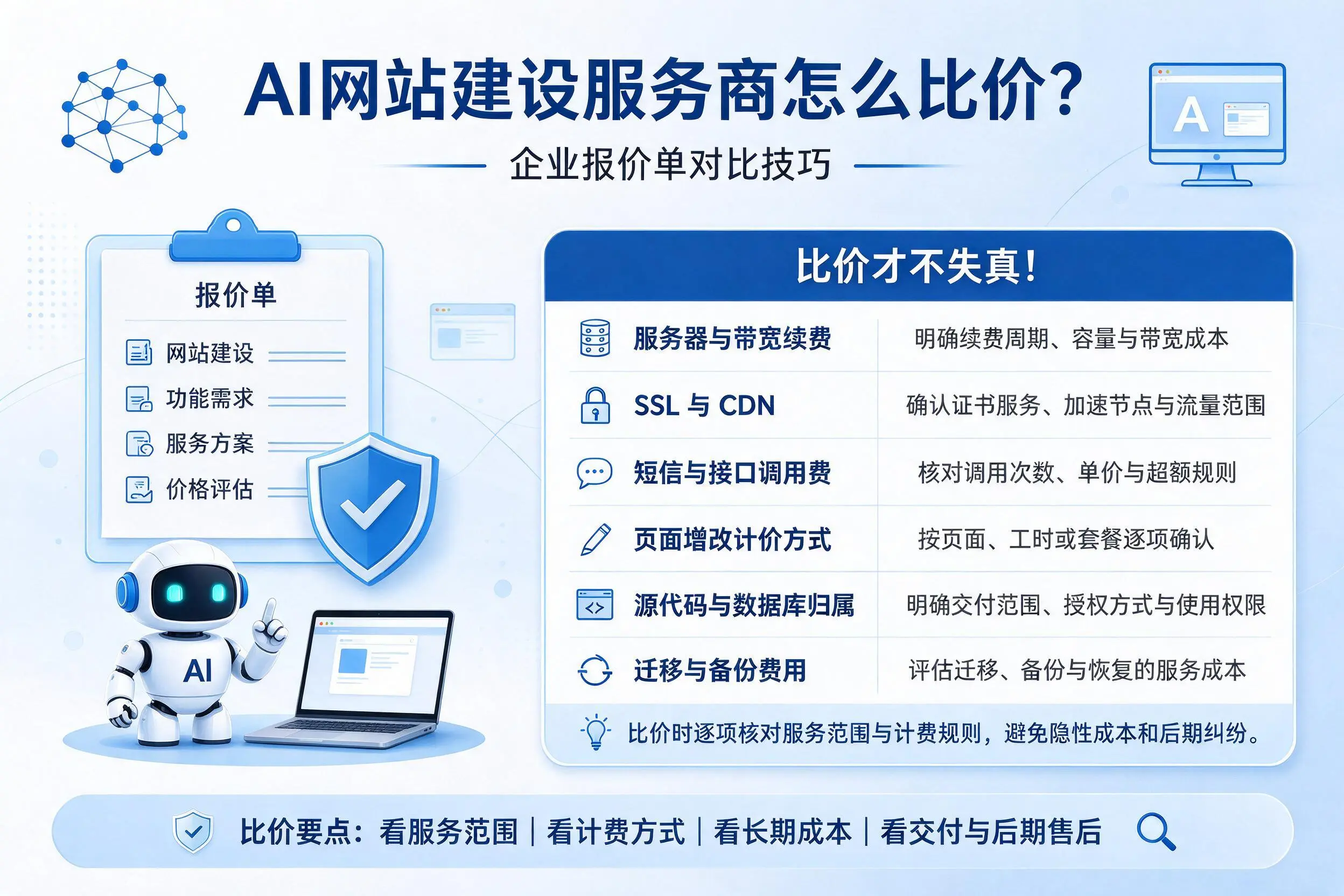 AI网站建设服务商怎么比价?石嘴山企业报价单对比技巧
